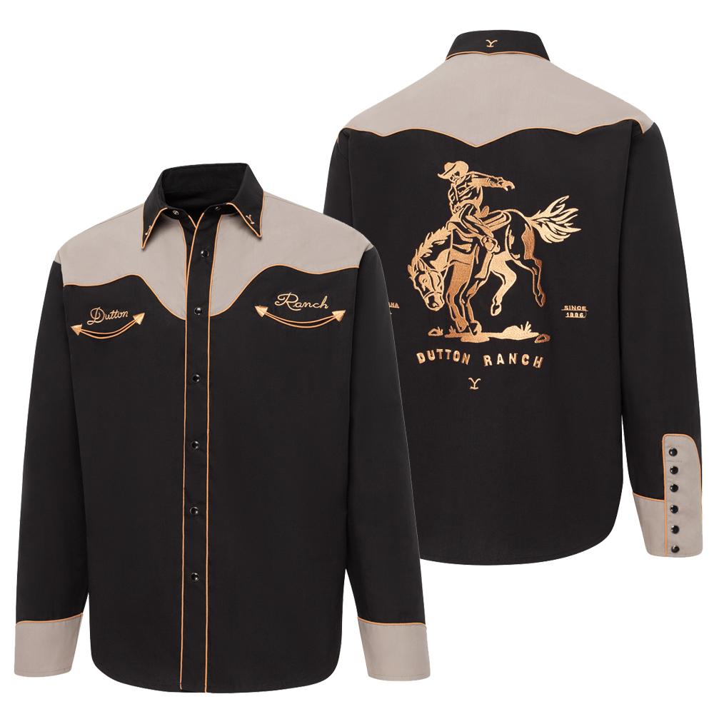 Yellowstone Westernhemd Herren mit Premium-Stickerei, Westernpasse und Dutton Ranch Schriftzug