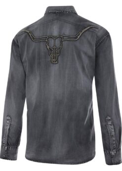 Westernhemd Herren im Fade-Out-Look mit Stickerei auf dem Rücken und Brusttaschen
