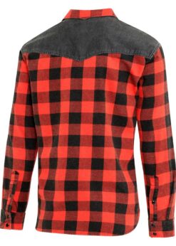 Westernhemd Herren im Stone-Washed-Look mit Black-Denim-Schulterbesatz und Ahornblatt-Applikation